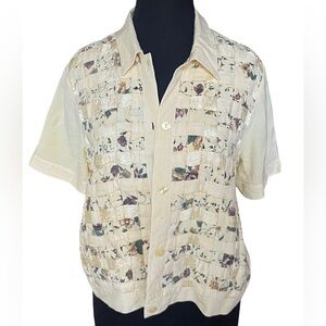 Vintage Y2K Country Wear Lonnie G Star butter yellow patchwork top petite small